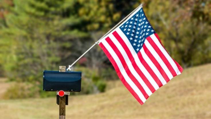 American flag on a mailbox