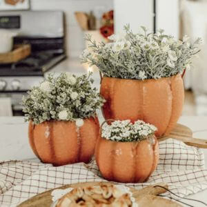 Décor Steals - metal pumpkin containers